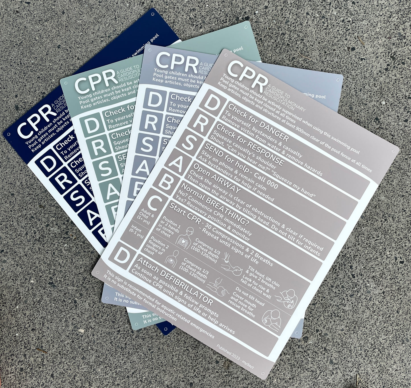 CPR Pool Safety Sign - Grey